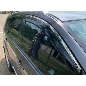 Дефлекторы окон Mitsubishi Outlander XL 2007-2012 с нерж. хром полоской-2